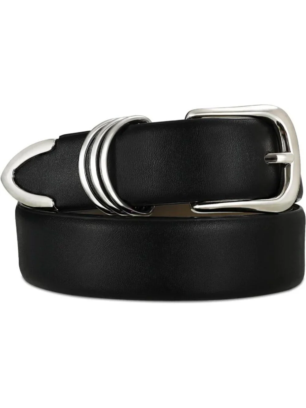 Women Black Leather Dress Belt For Jeans Pants Fashion With Classic Gold Buckle